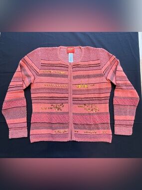 Kenzo Pink Striped Sequin Knit Cardigan with matching sleeveless top (2 pieces)
